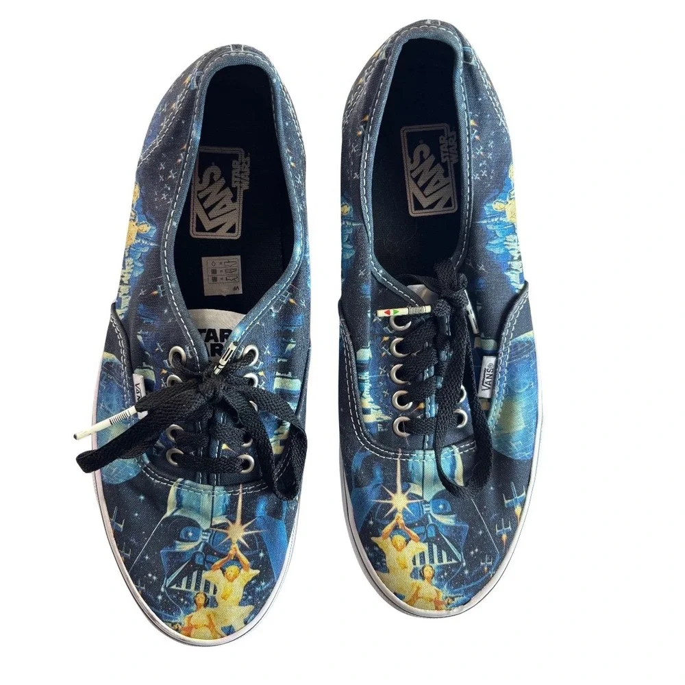 Vans Star Wars A New Hope Movie Sneakers M‎ 9 W 10.5 Jedi Saber Darth Vader Leia